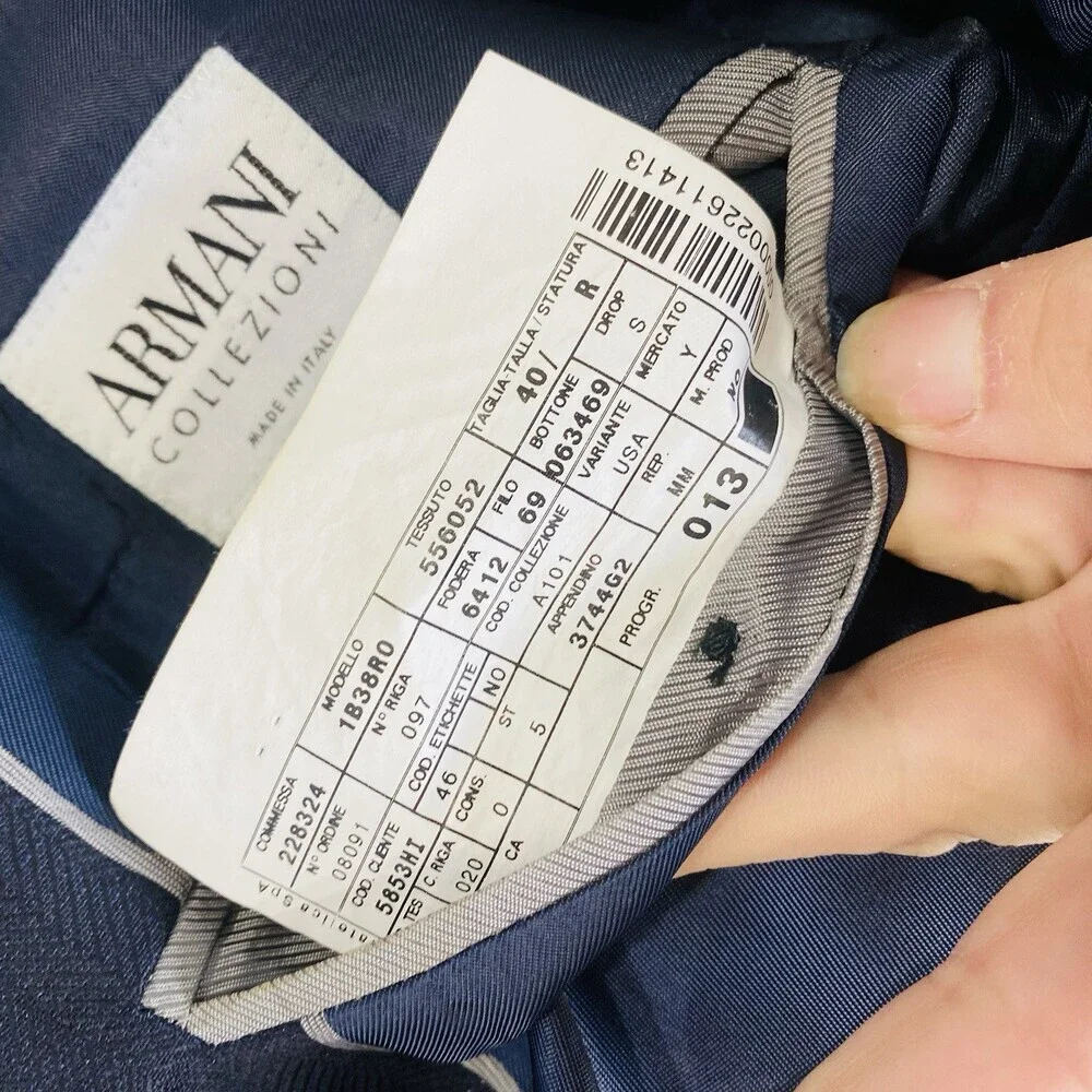 Armani Collezioni Men’s Navy Blue Suit Jacket Size 40 Italy Blazer Wool/Linen